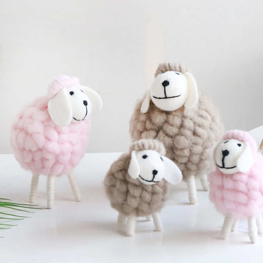 1Pc Mini Table Ornament Felt Sheep Figurines Miniatures Wool Felt Lamb Cute Toys Desktop Decor Home Furnishings Kid Gifts