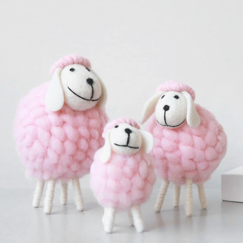 1Pc Mini Table Ornament Felt Sheep Figurines Miniatures Wool Felt Lamb Cute Toys Desktop Decor Home Furnishings Kid Gifts