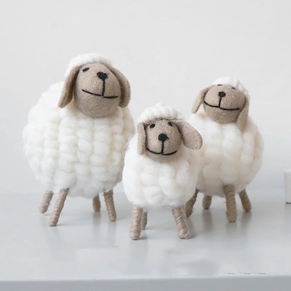 1Pc Mini Table Ornament Felt Sheep Figurines Miniatures Wool Felt Lamb Cute Toys Desktop Decor Home Furnishings Kid Gifts