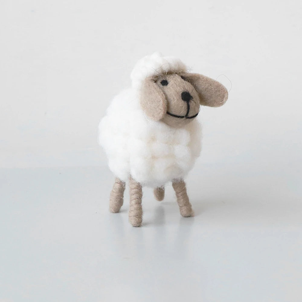 1Pc Mini Table Ornament Felt Sheep Figurines Miniatures Wool Felt Lamb Cute Toys Desktop Decor Home Furnishings Kid Gifts