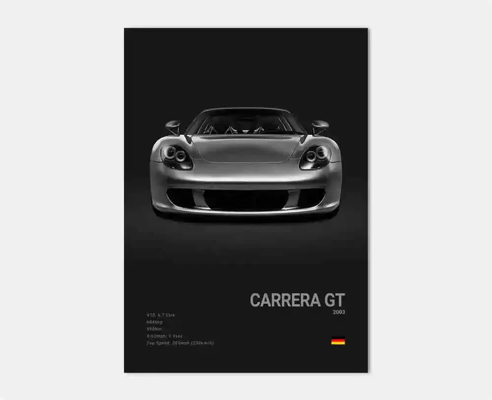 Black White Pop Luxury Germany Sports Car Poster Wall Art 911 GT3 RS Turbo Print Canvas Painting for Garage Home Room Decor