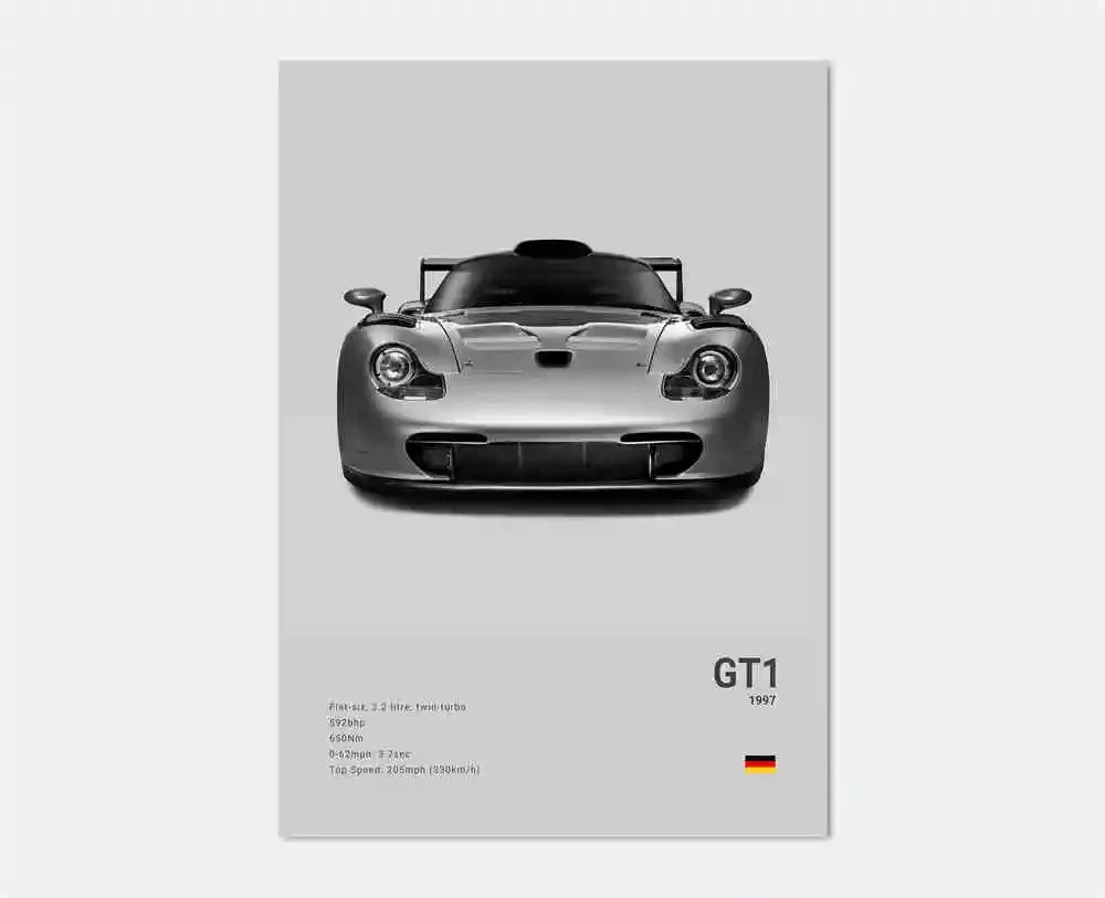 Black White Pop Luxury Germany Sports Car Poster Wall Art 911 GT3 RS Turbo Print Canvas Painting for Garage Home Room Decor