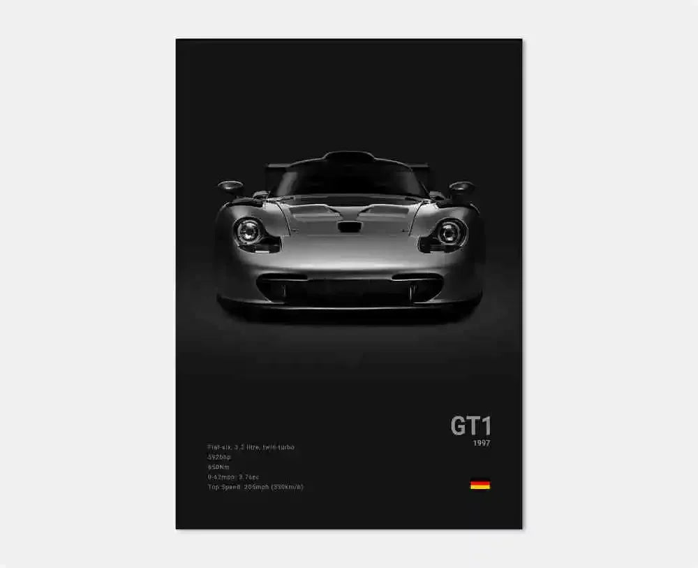 Black White Pop Luxury Germany Sports Car Poster Wall Art 911 GT3 RS Turbo Print Canvas Painting for Garage Home Room Decor