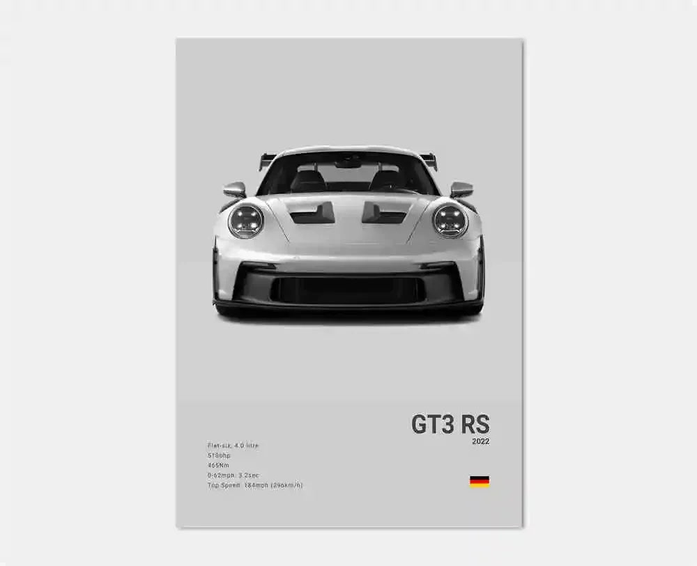 Black White Pop Luxury Germany Sports Car Poster Wall Art 911 GT3 RS Turbo Print Canvas Painting for Garage Home Room Decor