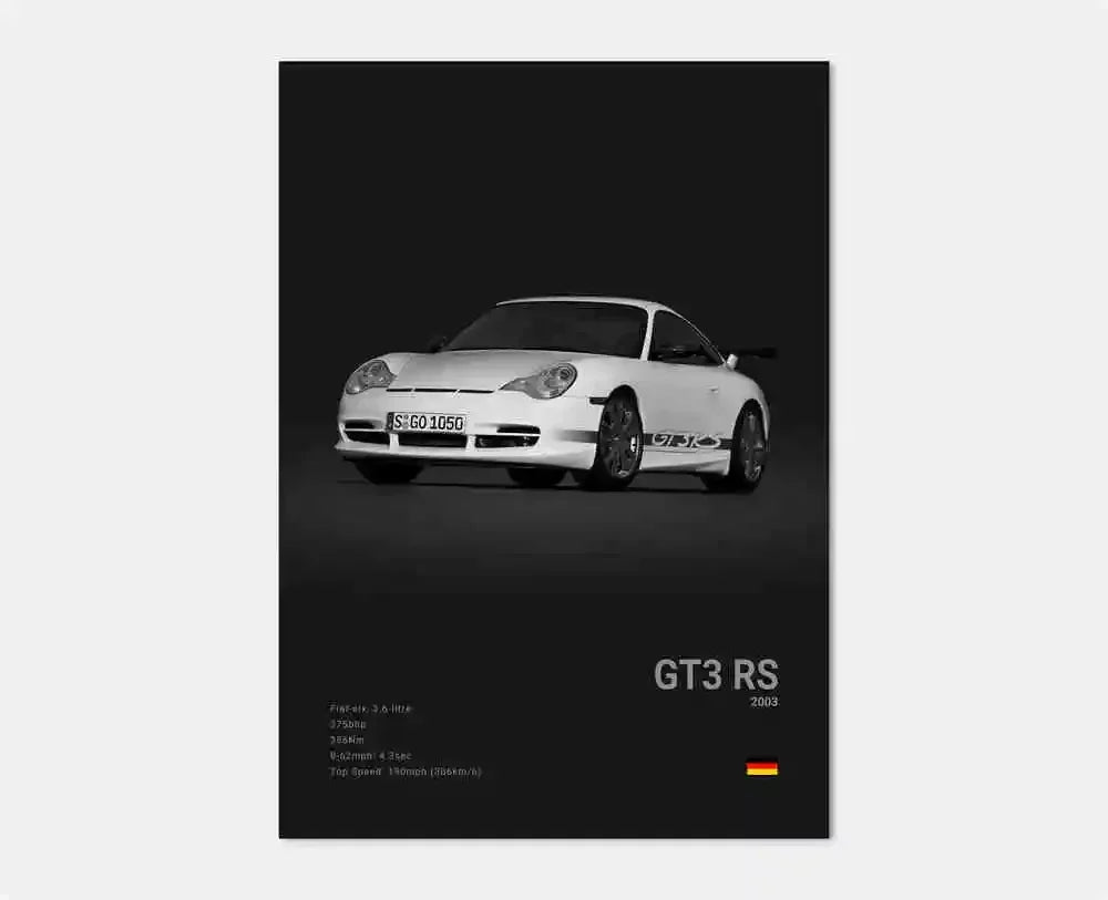 Black White Pop Luxury Germany Sports Car Poster Wall Art 911 GT3 RS Turbo Print Canvas Painting for Garage Home Room Decor