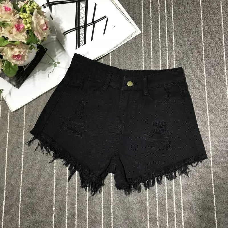 Denim Shorts Fashion Retro A-Line Loose High Waist Short Pants