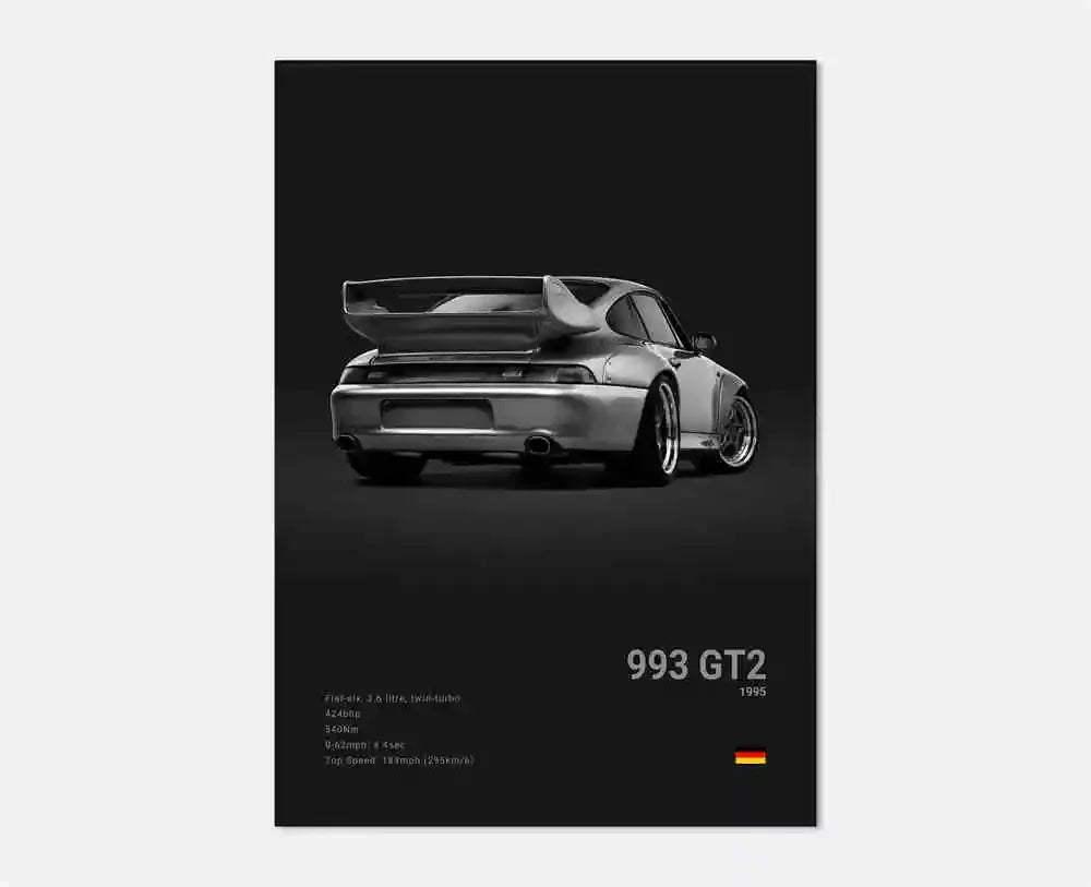 Black White Pop Luxury Germany Sports Car Poster Wall Art 911 GT3 RS Turbo Print Canvas Painting for Garage Home Room Decor