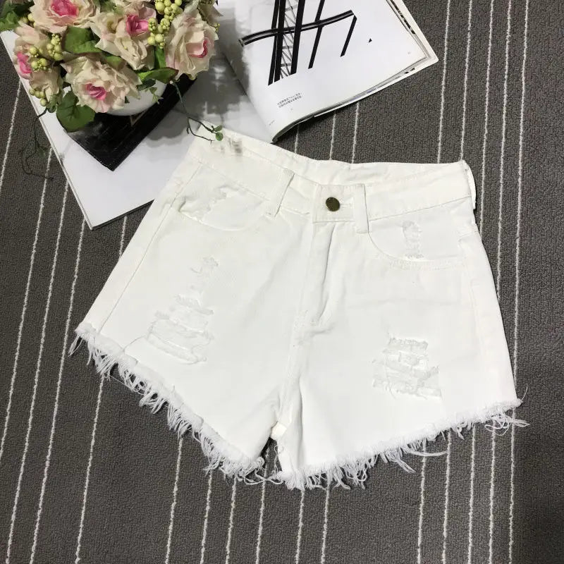Denim Shorts Fashion Retro A-Line Loose High Waist Short Pants