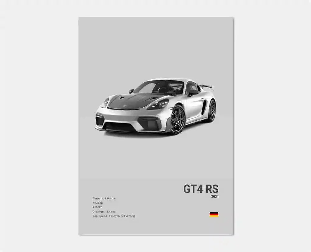 Black White Pop Luxury Germany Sports Car Poster Wall Art 911 GT3 RS Turbo Print Canvas Painting for Garage Home Room Decor