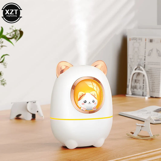 Cartoon Cat Air Humidifier Cute Silent USB Recharging Diffuser Aroma Essential Oil Perfume with Night Light for Home Car Office