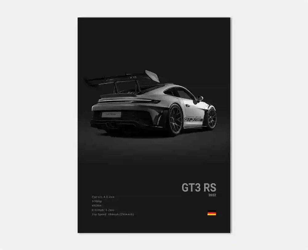 Black White Pop Luxury Germany Sports Car Poster Wall Art 911 GT3 RS Turbo Print Canvas Painting for Garage Home Room Decor