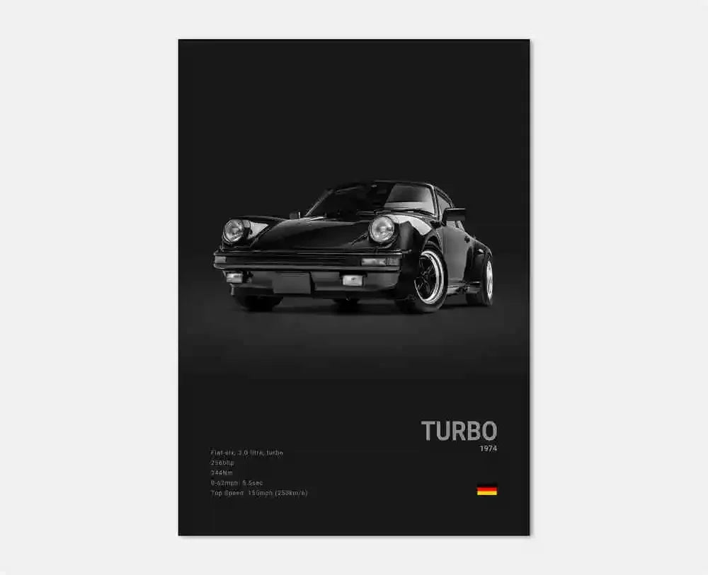 Black White Pop Luxury Germany Sports Car Poster Wall Art 911 GT3 RS Turbo Print Canvas Painting for Garage Home Room Decor