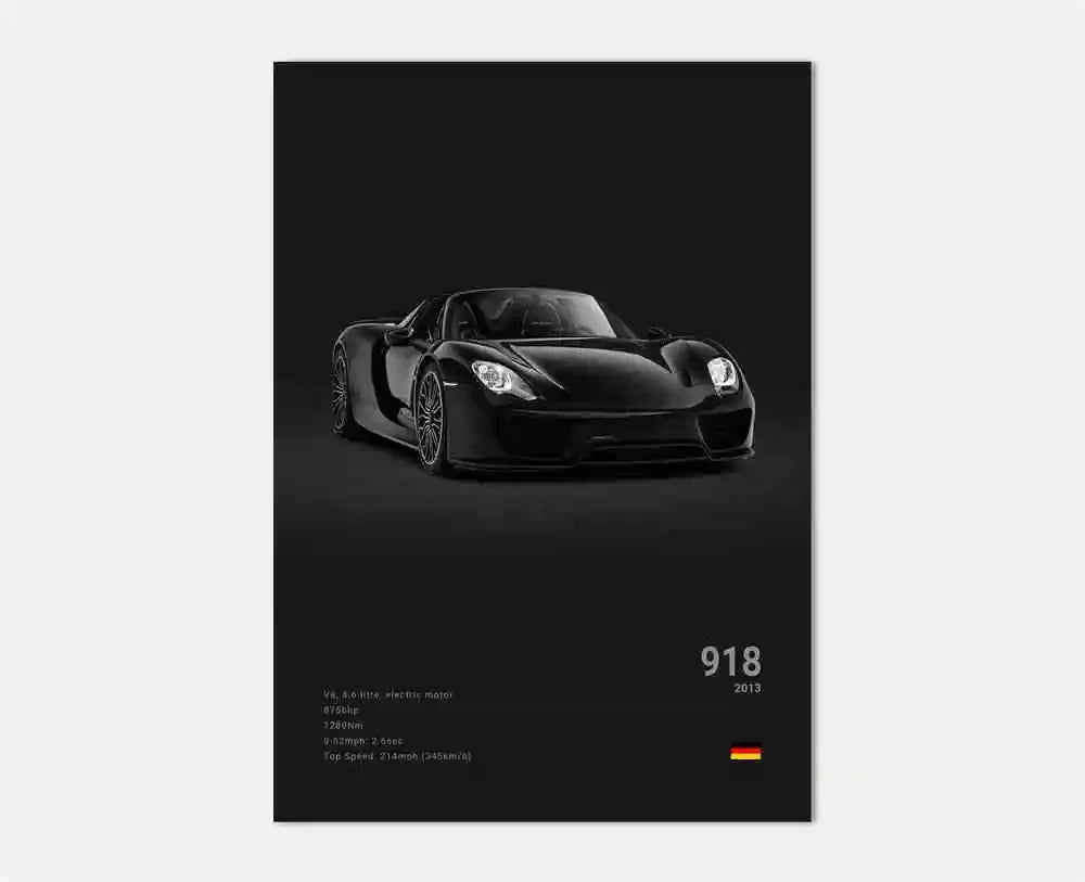 Black White Pop Luxury Germany Sports Car Poster Wall Art 911 GT3 RS Turbo Print Canvas Painting for Garage Home Room Decor