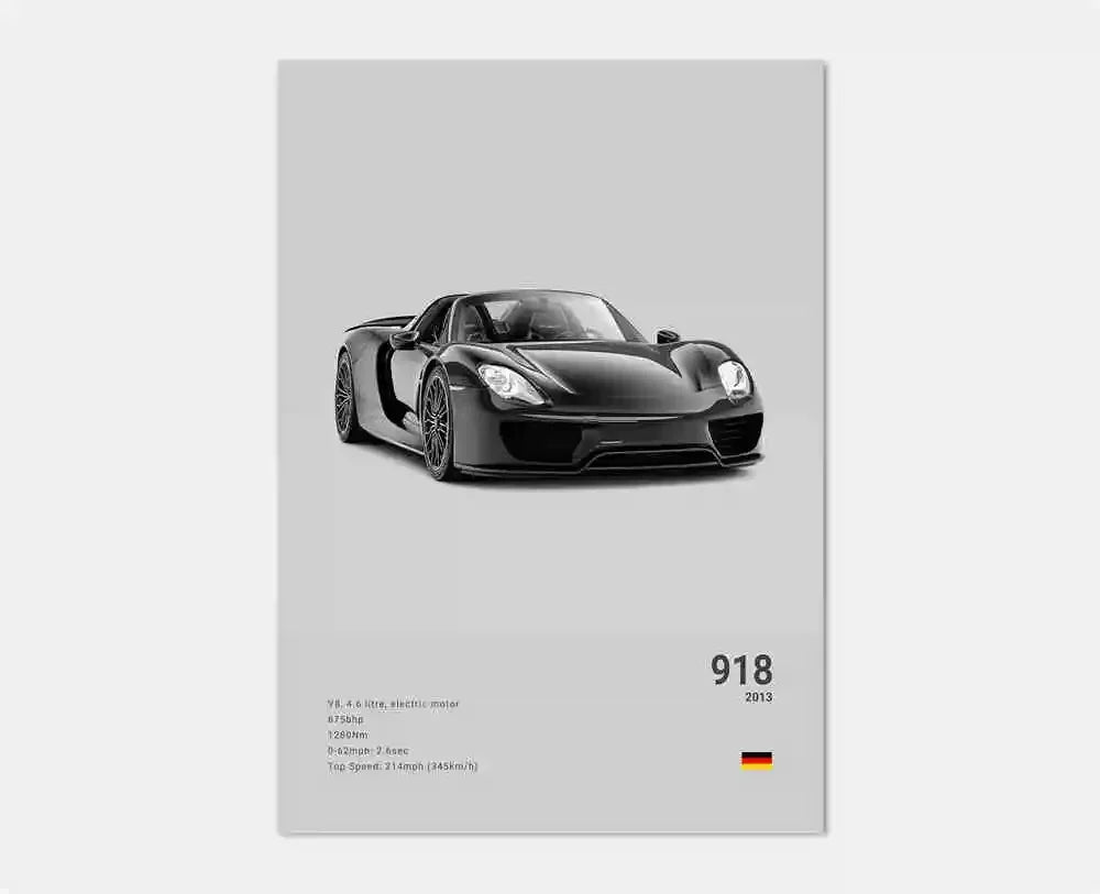 Black White Pop Luxury Germany Sports Car Poster Wall Art 911 GT3 RS Turbo Print Canvas Painting for Garage Home Room Decor