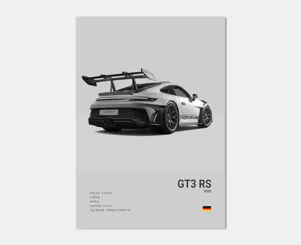 Black White Pop Luxury Germany Sports Car Poster Wall Art 911 GT3 RS Turbo Print Canvas Painting for Garage Home Room Decor