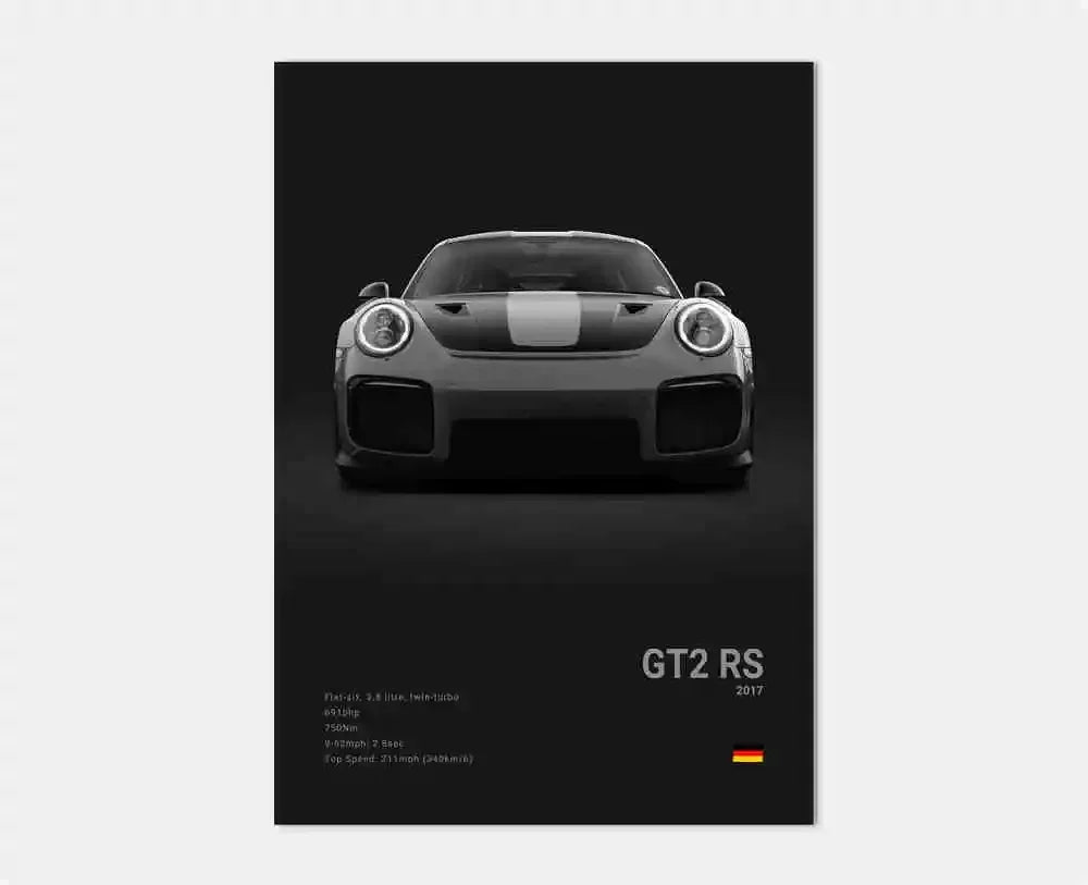 Black White Pop Luxury Germany Sports Car Poster Wall Art 911 GT3 RS Turbo Print Canvas Painting for Garage Home Room Decor