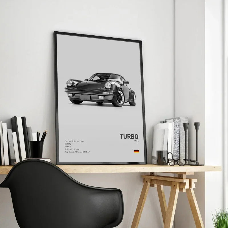 Black White Pop Luxury Germany Sports Car Poster Wall Art 911 GT3 RS Turbo Print Canvas Painting for Garage Home Room Decor