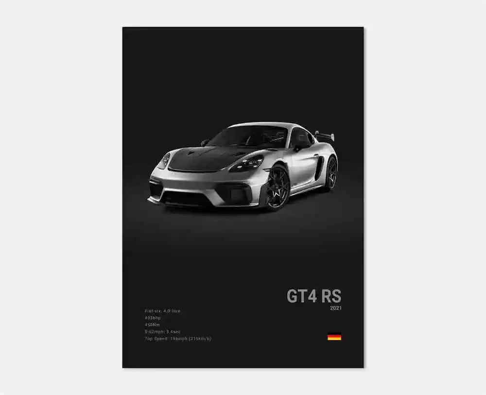 Black White Pop Luxury Germany Sports Car Poster Wall Art 911 GT3 RS Turbo Print Canvas Painting for Garage Home Room Decor